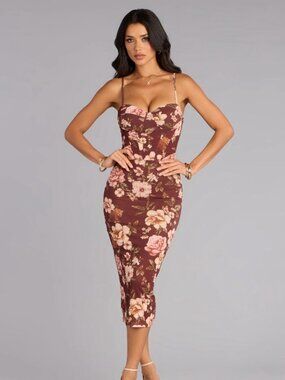 Windsor Fall Romance Mesh Midi Dress Size Small